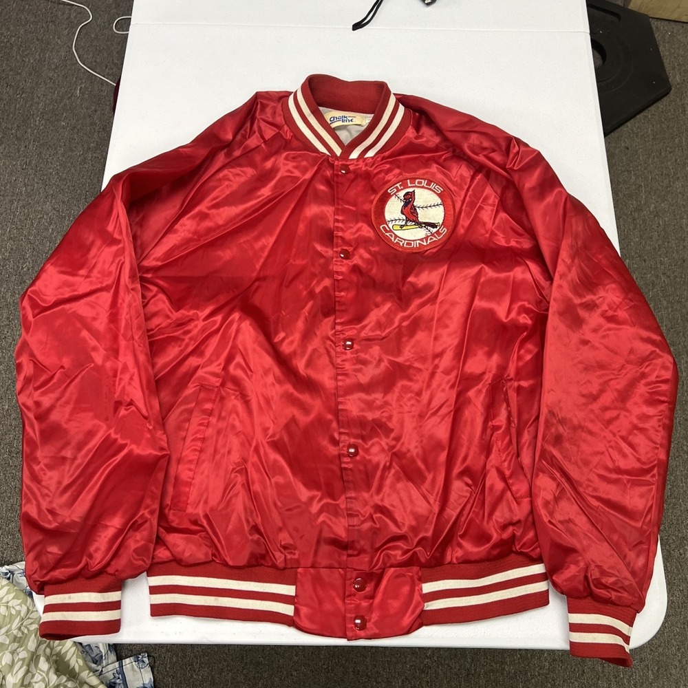 Chalk Line St Louis Cardinals Jacket Mens XL Red Satin Bomber Vintage MLB Snap